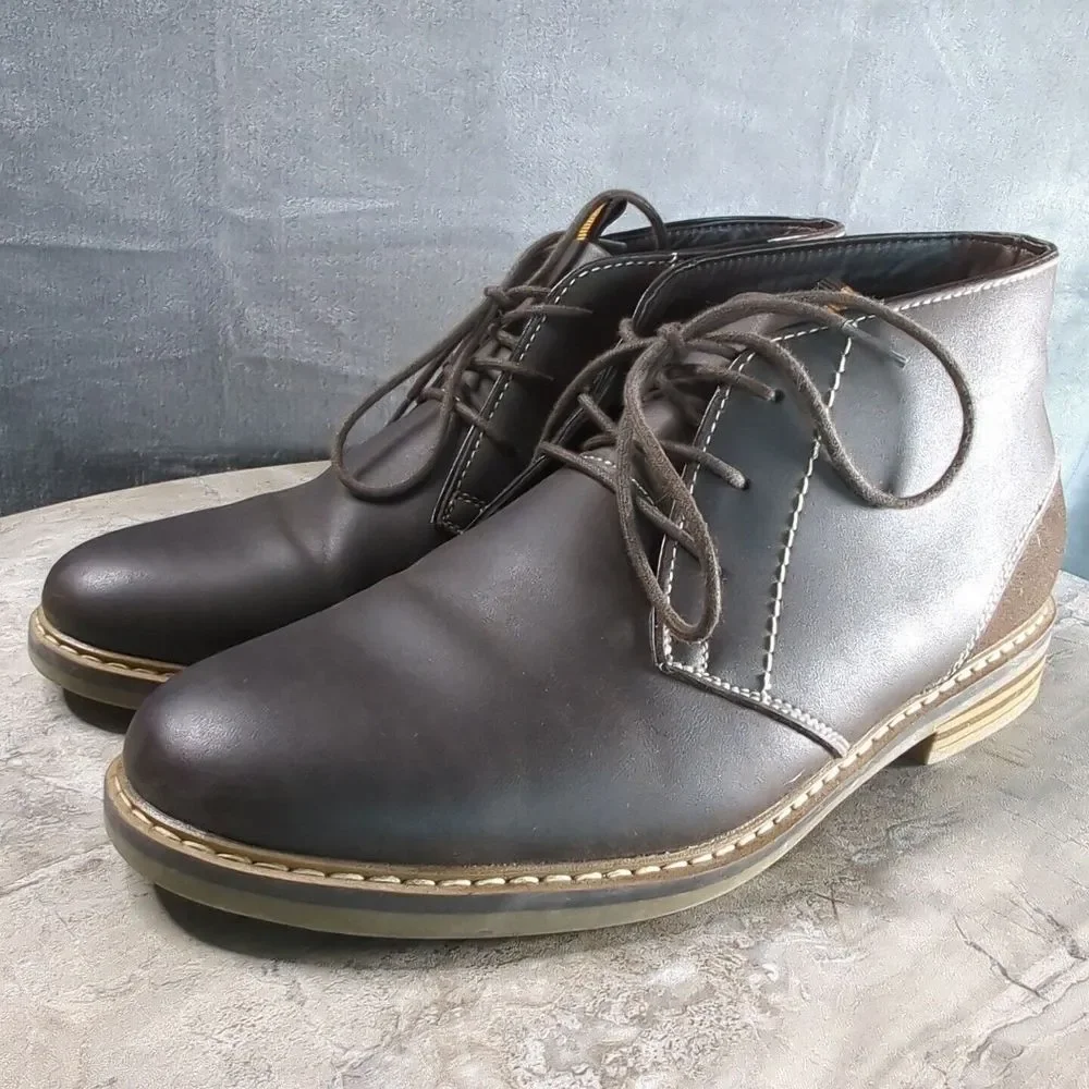 Steve Madden‎ M Edict Brown Faux Leather Ankle High Shoes Mens Size 9.5 M 910727